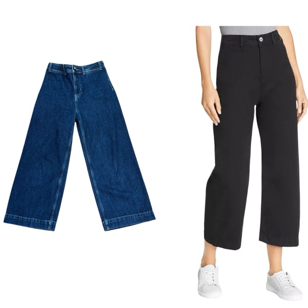 Wide Leg We The Free Patti Crop Blue Jeans